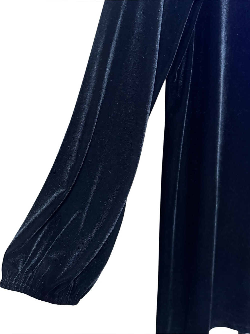 PRESTON & YORK Velvet Long-Sleeve Shift Dress S 19” p2p Black EUC - Picture 6 of 10